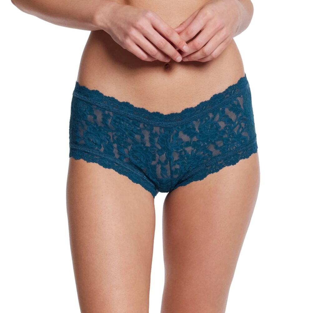 Hanky Panky Women Riviera Blue Signature Lace Intimates Boyshort Panties Size XS